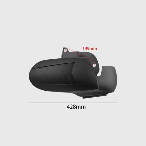 Top Shelf Carbon Fiber Rear Fender Blocks Flying Road Grit Dead In Its Tracks Heavy Duty Splash Guard side view with dimensions