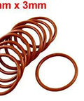 Red 40mm OD O Ring Seal Set For Travel Mugs, 34mm ID, 3mm Wide VMQ Silicone, Tough High Temp Gasket, 10 Durable Red O Rings