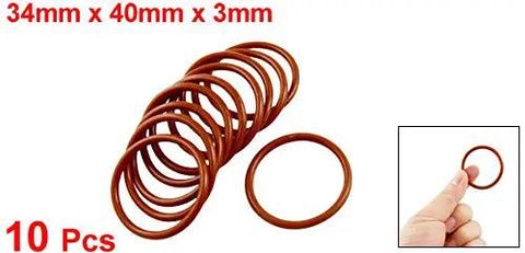Red 40mm OD O Ring Seal Set For Travel Mugs, 34mm ID, 3mm Wide VMQ Silicone, Tough High Temp Gasket, 10 Durable Red O Rings