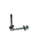 Hex Rubber Washer Head Self Drilling Screws For Roofing And Siding Zinc Plated 25 Pack Size Fourteen By One Inch Drill Three Eighths Inch Heavy Duty Durable Hardware Fasteners For Building And Maintenance With Easy Install And Tight Seal, close-up