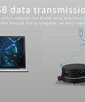 RPLIDAR X4 Pro 2D Lidar Sensor with USB data transmission for 360 degree scanning and robot navigation, showing laptop connection.