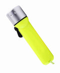 180 Lumen LED Dive Flashlight with fluorescent green body, beefy aluminum alloy build, impact resistant with handy lanyard strap.