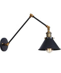 Straight Up Heavy Duty Adjustable Swing Arm Wall Sconce Vintage Industrial Metal Wall Lamp With E27 Socket on black wall mount.
