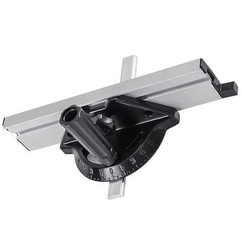 Heavy Duty Aluminum Miter Gauge Fence System With Quick Grip Push Block And Angle Plate Ruler For Table Saw, black and silver design.