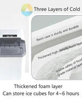 Portable Nugget Ice Maker, Plug And Play Electric Countertop Ice Machine with thickened foam layer for ice storage.