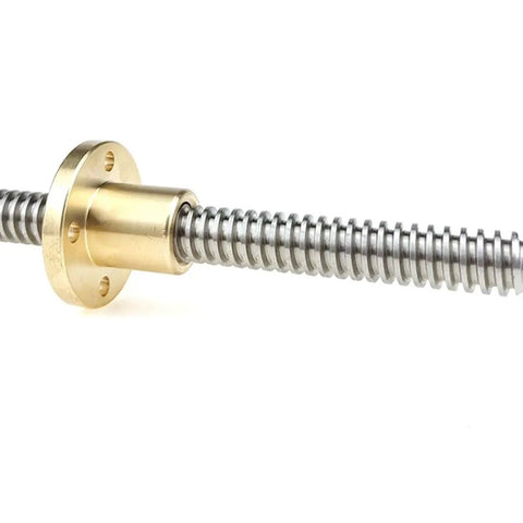 T16 Trapezoidal Lead Screw With Copper Nut And 304 Stainless Rod For 3D Printer Replacement 16mm Diameter 4mm Pitch 10mm Lead Durable Workhorse Wear Resistant Available In 100mm To 1000mm Lengths, brass nut on stainless screw