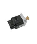 CHUNYE servo motor, side view: black body, silver mounting flange, brass output shaft.