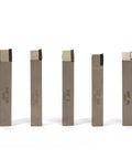 Straight Up Heavy Duty Mini Indexable Lathe Turning Tool Set With Three Eighth Inch Nickel Shank showing five carbide inserts.