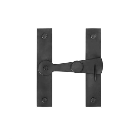 Two And A Half Inch Black Wrought Iron Barn Door Gate Latch With Mounting Hardware Heavy Duty H Shaped Flip Latch Rust Resistant
