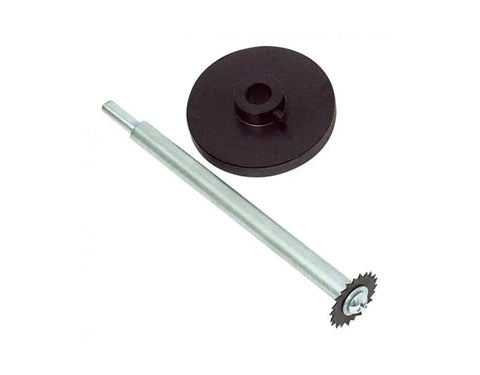 Internal Pipe Cutter With 1.26 Inch Saw Tooth Blade And 7 Inch Shaft That Cuts From Inside Using A Standard Three Eighths Inch Drill