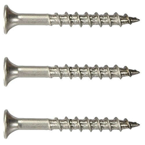 Marine Grade Stainless Steel Deck Screws 316 Size 8 X 1-1/4 Inch Flat Head Square Drive Wood Cutting Point side view