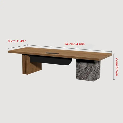 Premium Solid Wood Computer Desk For Home Office Boss Grind Zone Ergonomic Standing Workbench with dimensions 240x80x75 cm.