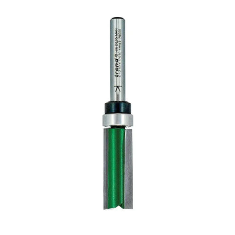 Pro Grade Guided Profiler Router Bit With One Quarter Inch Shank And Half Inch Cut Diameter showing green tungsten carbide tips.
