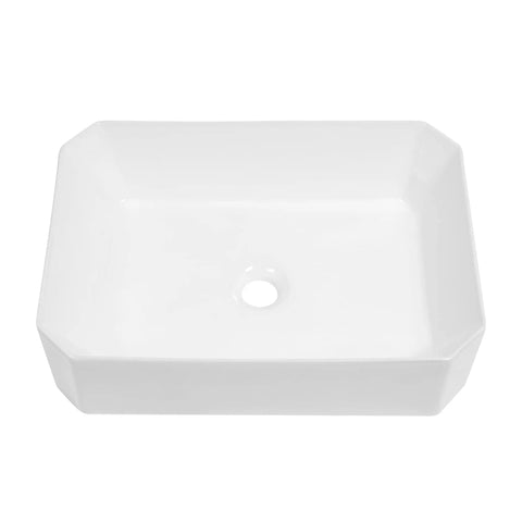 Rectangle Bathroom Vessel Sink 19 By 14 Inches Porcelain Ceramic White Above Counter Vanity Sink For Cabinets Lavatory Hotel And Home