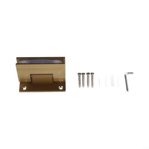 Glass Door Hinges For Shower And Office Partitions With A Smooth 180 Degree Swing And Stable Panels, Heavy Duty Rust Resistant 304 Stainless Steel For Bathrooms, Laundry Rooms, And Humid Spaces. Brass hinge with screws and hex key