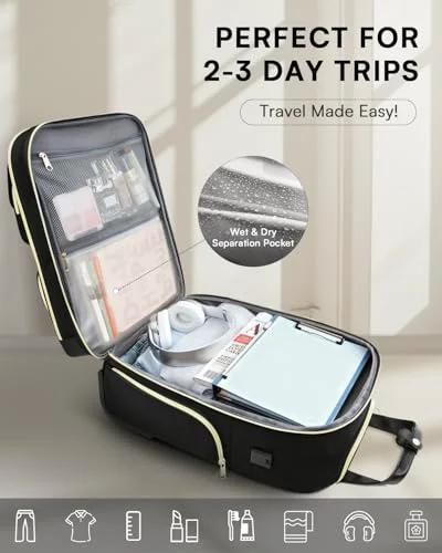 Underseat rolling luggage bag, black, 16-inch, airline-approved personal item