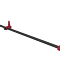 32 Inch Adjustable Radius Rod Length Gauge Bar For Precision Setting Of Tie Rods Drag Links And Four Link Tubes Fits 1/2 5/8 And 3/4 Inch Rod Ends Heavy Duty Tool For Hot Rod Builders And Custom Fabrication, black steel bar with red ends