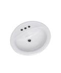 Top Shelf White Ceramic Drop In Bathroom Sink 20 Inch Single Bowl Vanity Washbasin Self Rimming Vitreous China Basin with three faucet holes.
