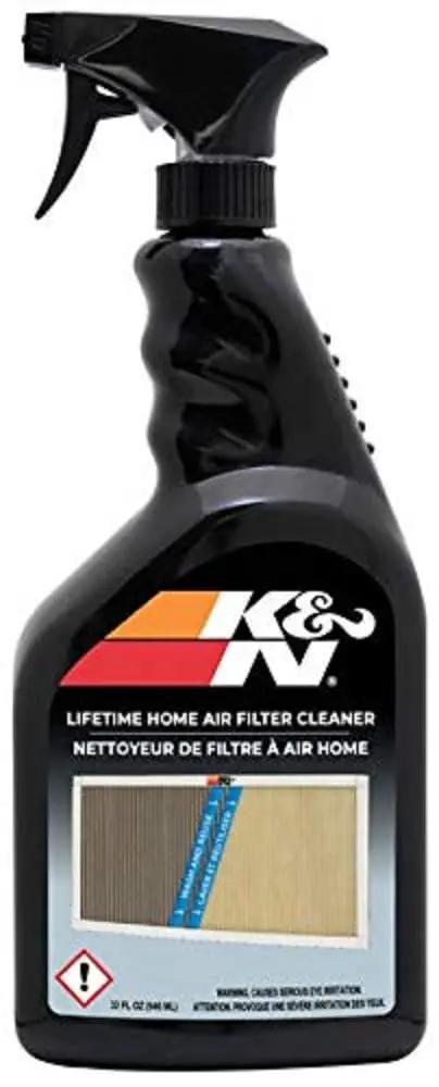 HVAC Filter Cleaner And Refresher Spray 32 Ounce Bottle That Restores Home Air Filter Performance, black spray bottle front view