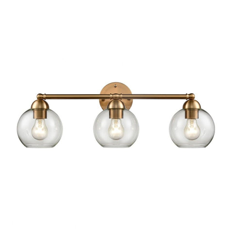 Astoria 3 Light Bath Bar in Satin Gold With Clear Glass Mounts Up Or Down UL Listed Bathroom Fixture Ideal For Modern Vanities