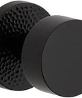 Hammered Rosette Passage Set With Satin Black Circolo Brass Knob Featuring Concealed Screws For Easy Install Solid Forged Brass Universal Handing