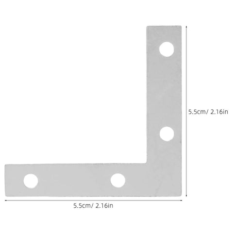 Heavy Duty L Shaped Iron Corner Brackets for Cabinets and Metal Frames, 5.5cm dimensions, silver finish with pre-drilled holes