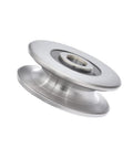 Stainless Steel Deep U Groove Pulley Wheel For Lifting And Rigging, 40mm Outer Diameter, 8mm Inner Diameter, 10mm Groove Width, 7.5mm Groove Depth, 250kg Load Capacity, Beefy Heavy Duty Wire Rope Pulley, side view