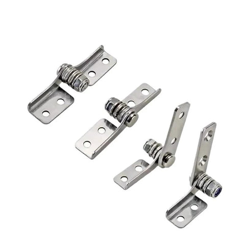 Five-piece stainless steel damping hinge set with mounting plates and adjustable torque