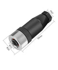 M12 5-Pin A-Code Female Straight Circular Sensor Aviation Connector with measurement details, showing dimensions and plug design.