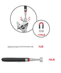 Front view of 4-pack telescoping magnet pickup tools with extendable shafts and black handle.