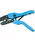 Durable MC4 Crimping Tool For Solar Connectors with blue handles, go-to ratchet-style, 2.5, 4, 6 mm2 crimp range, 220 mm length