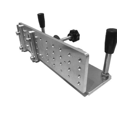 Hefty Aluminum Belt Sander Knife Jig Featuring Smooth Adjustable Angle Grinding Guide for tool sharpening and clamping stability.