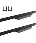 Matte Black 24 Inch Edge Finger Pull Handles 2 Pack Aluminum Alloy Concealed Cabinet Door Pulls with Screws for Home Kitchen Bedroom