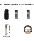 Ender 3 3D Printer Wheel Kit with POM wheels and 625zz bearings shown with dimensions 8mm by 5mm by 1mm