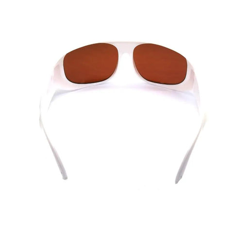 Top Shelf Slick Laser Protective Glasses For YAG And KTP Q Switched Clinics With Tough As Nails OD5 Plus lenses from the front.