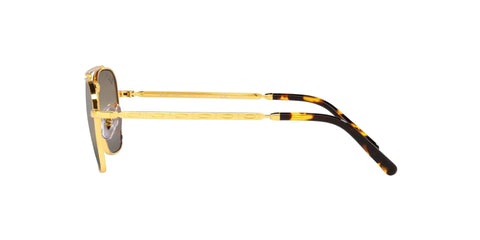 Side view of Unisex Caravan Square Sunglasses RB3636 with polarized clear gradient dark brown lenses in Legend Gold frame 58 mm