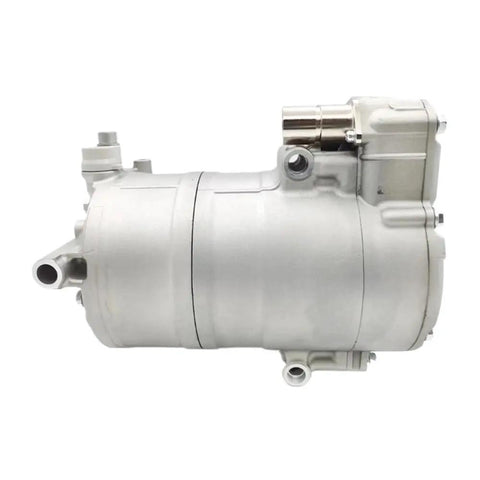 Straight Swap Electric AC Compressor For Bmw I3 I8 And Mini Hybrids Direct OE Replacement Cooling Unit side view with connectors.