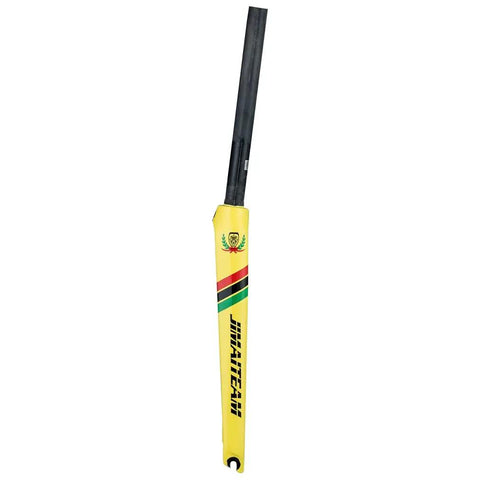 Yellow Road Bike Carbon Fork 700C Rigid Front Fork For Rim Brake V Brake 1-1/8 Inch Straight Steerer 100mm QR 9mm