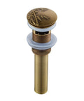 Copper Wash Basin Drain Plug, With drain hole, With drain hole A made of anti-rust copper, featuring a decorative bamboo design.