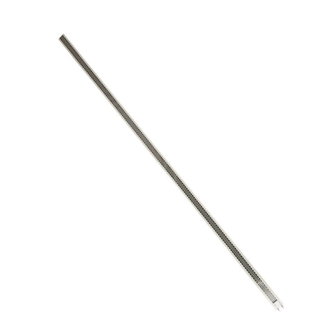 Front view of pressure sensor strip: thin-film FSR with interdigitated resistance pattern and end connector