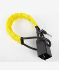 Heavy Duty Anti Theft Steering Wheel Lock For Chevy Volt Bolt EV EUV And Blazer EV featuring cut resistant braided steel cord and yellow wrap.