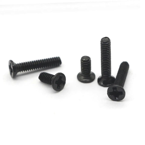 Miniature Screw Set With Countersunk Flat Head Screws In Transparent Storage Box For Glasses Watches Diy Projects And Repairs Small Hardware Kit For Professionals And Diy Enthusiasts, featuring black screws