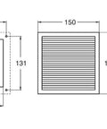 Technical diagram of Ariav 150W 6 Inch Fan With Filter For Control Panel Enclosures 115V 1 Phase 117 CFM featuring dimensions and structure.