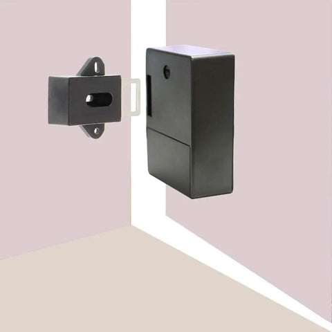 Hidden RFID Electronic Cabinet Lock For Wooden Cabinets, Drawers, And Cupboards, Easy DIY Install, Black lock shown in profile