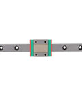 Miniature Linear Rail With Slide Block 12mm Wide for pro grade precision motion, 4-point load bearing, front view