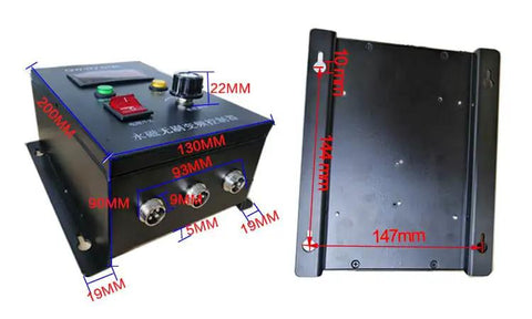 Beefy 110V 750W Brushless DC Motor With Driver, 3000 RPM, 80mm Flange, 14mm Shaft, control unit dimensions shown