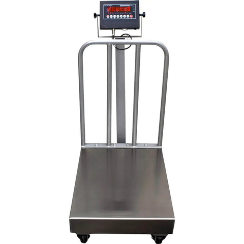 Rock Solid Heavy Duty Industrial Bench Scale 500 Lb Capacity 18 X 24 Inch Platform with digital display and cushioned casters.