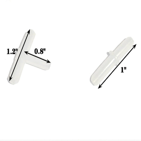 AQUANEAT aquarium airline tubing connectors, white plastic T-shaped and straight fittings, 2 pieces shown