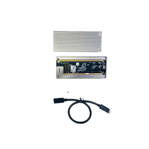 Beast Mode M.2 NVMe SSD Enclosure For 2280 Drive With 40Gbps USB4 Thunderbolt 3 showing aluminum housing and cable.