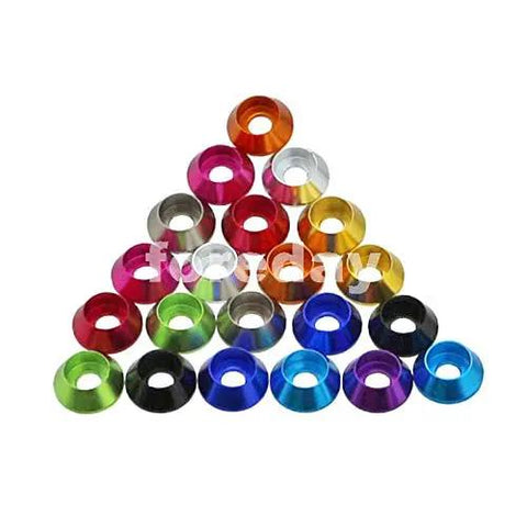 Hella Durable M4 Flat Washers Titanium Gray Aluminum Alloy Socket Head Cap Screw Hardware Set One Hundred Pack with various colored washers
